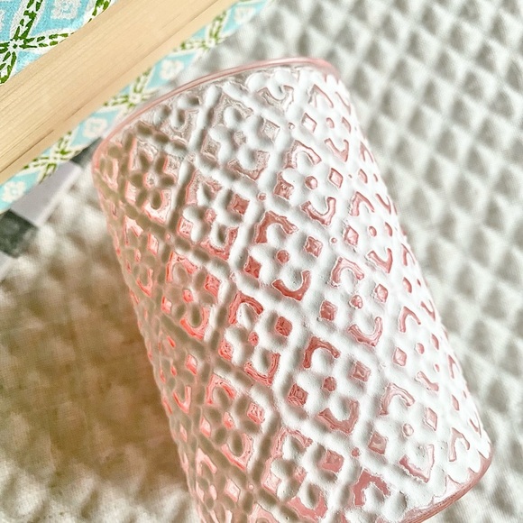 New Pink Cottage Ditsy Floral Glass Votive Tea Light Candle Holder 4” x 3” - Picture 5 of 7